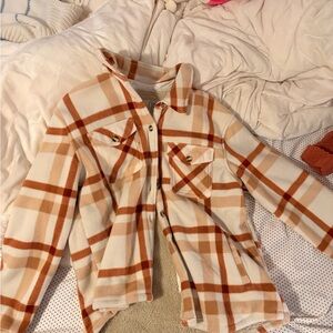 Sage Cream and Rust Plaid Shacket Jacket